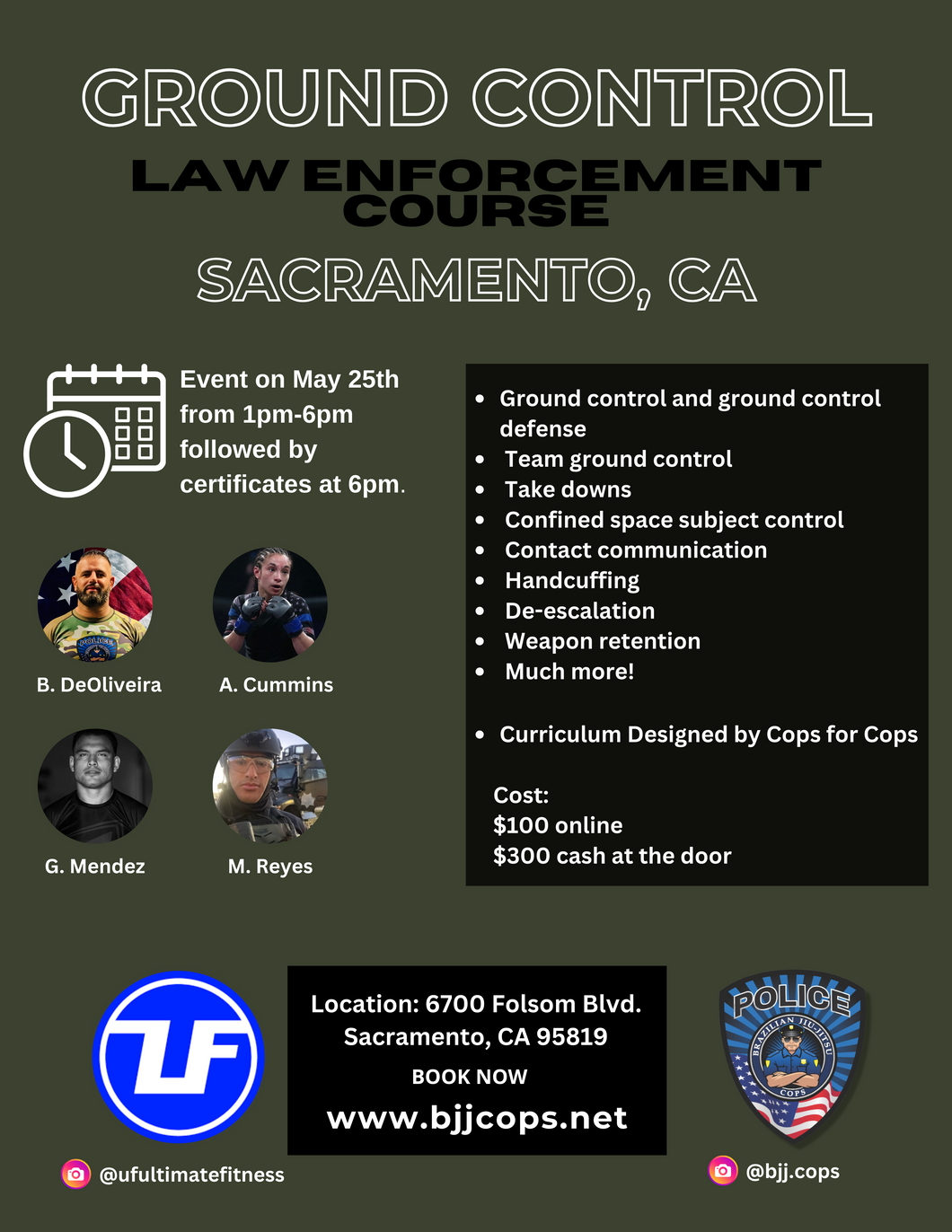 Combatives Defensive Tactics Law Enforcement Course - May 25th, 2024 - Sacramento, CA